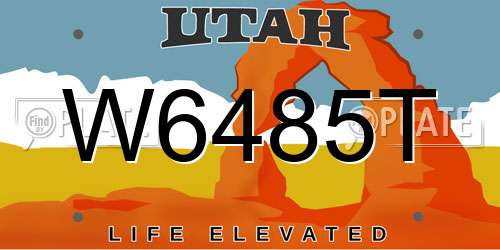 W6485T Utah License Plate