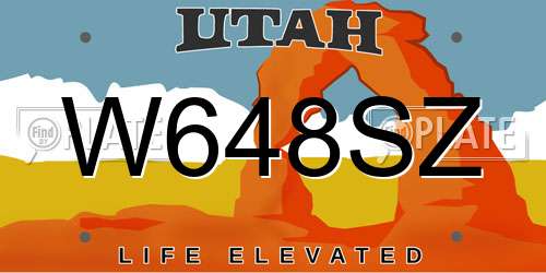 W648SZ Utah License Plate