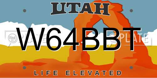 W64BBT Utah License Plate