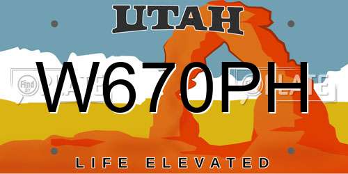 W670PH Utah License Plate