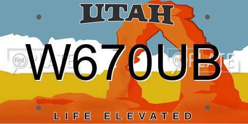 W670UB Utah License Plate