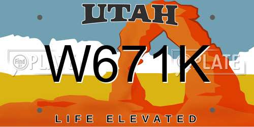 W671K Utah License Plate