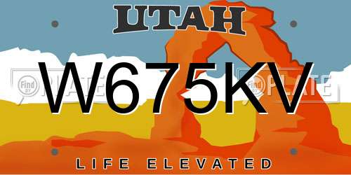 W675KV Utah License Plate