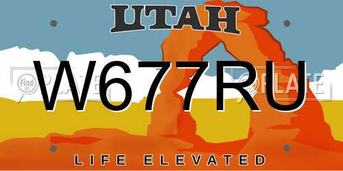 W677RU Utah License Plate