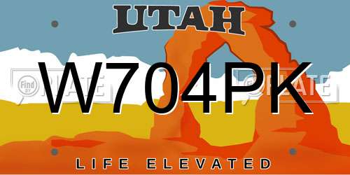 W704PK Utah License Plate