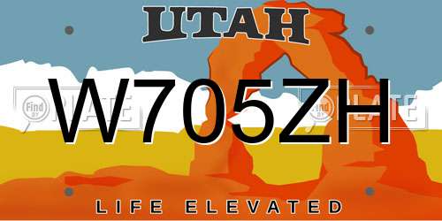 W705ZH Utah License Plate