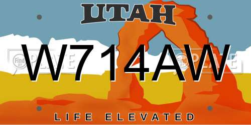 W714AW Utah License Plate