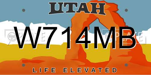 W714MB Utah License Plate