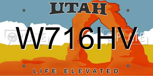 W716HV Utah License Plate