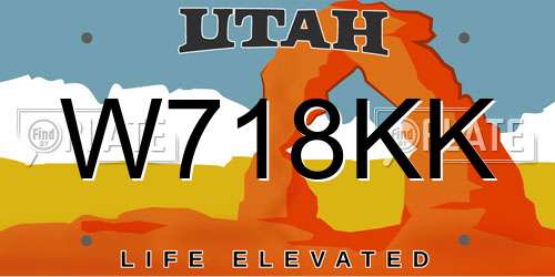 W718KK Utah License Plate