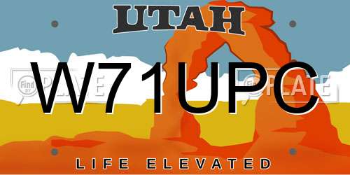 W71UPC Utah License Plate