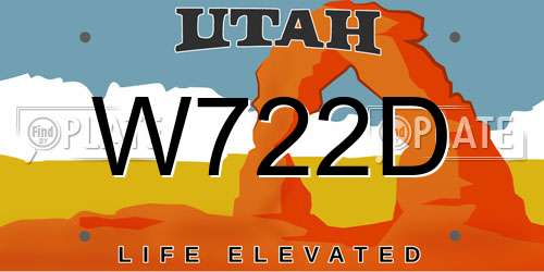 W722D Utah License Plate