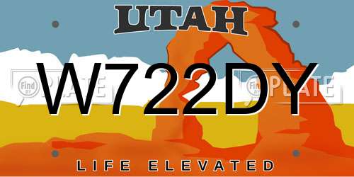 W722DY Utah License Plate