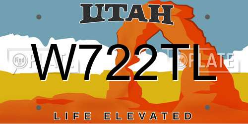 W722TL Utah License Plate
