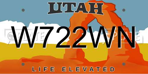 W722WN Utah License Plate