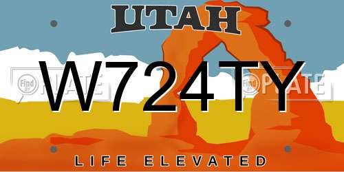 W724TY Utah License Plate