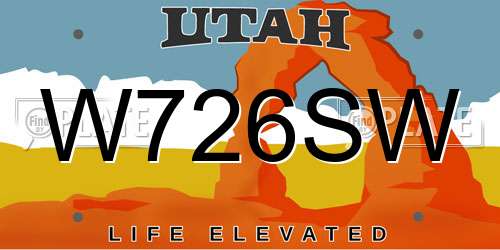 W726SW Utah License Plate