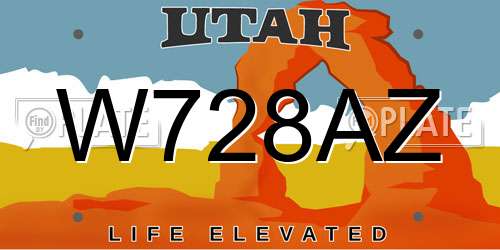 W728AZ Utah License Plate