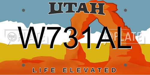 W731AL Utah License Plate