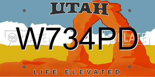W734PD Utah License Plate