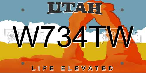 W734TW Utah License Plate