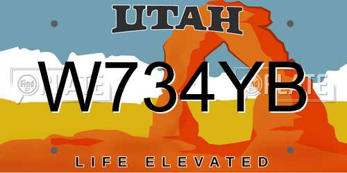 W734YB Utah License Plate