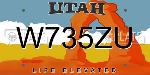 W735ZU Utah License Plate