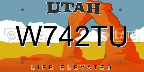 W742TU Utah License Plate