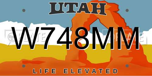W748MM Utah License Plate
