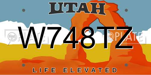 W748TZ Utah License Plate