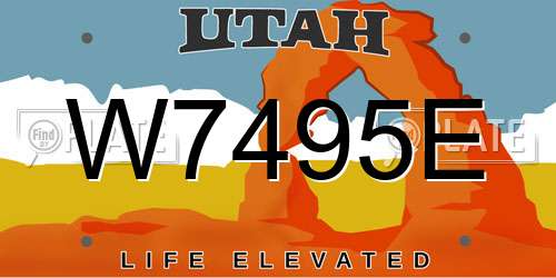 W7495E Utah License Plate