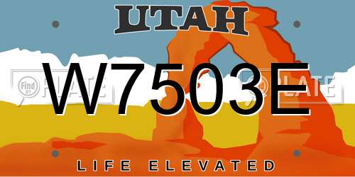 W7503E Utah License Plate