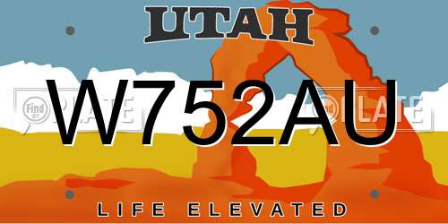 W752AU Utah License Plate