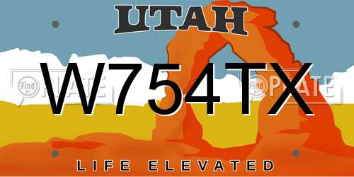 W754TX Utah License Plate