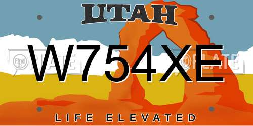 W754XE Utah License Plate