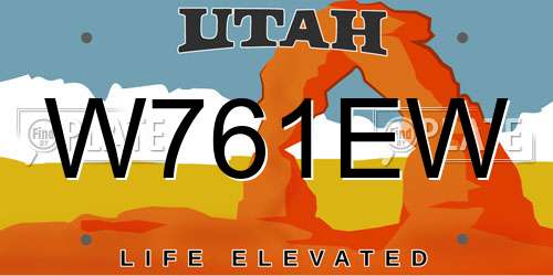 W761EW Utah License Plate