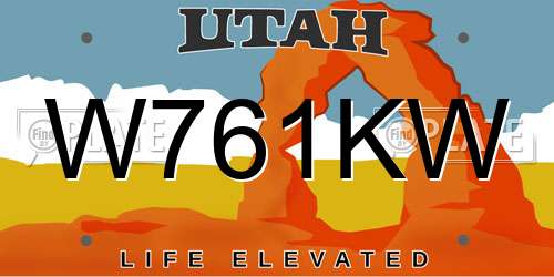 W761KW Utah License Plate