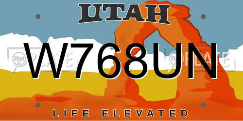 W768UN Utah License Plate