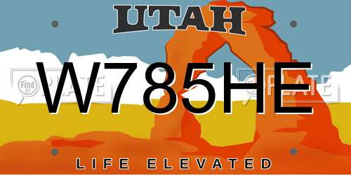 W785HE Utah License Plate