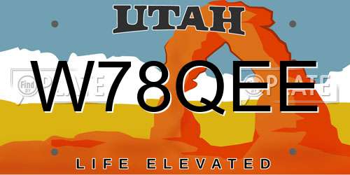 W78QEE Utah License Plate