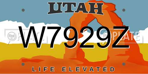 W7929Z Utah License Plate