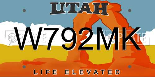 W792MK Utah License Plate