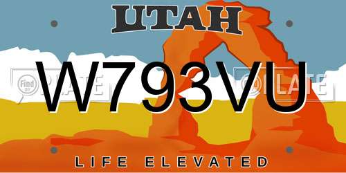 W793VU Utah License Plate