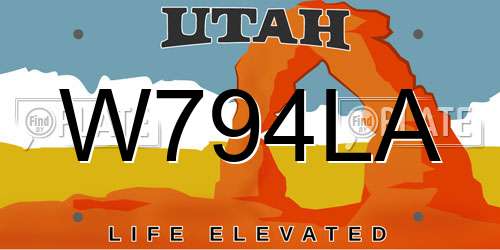 W794LA Utah License Plate