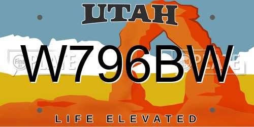 W796BW Utah License Plate