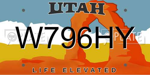 W796HY Utah License Plate