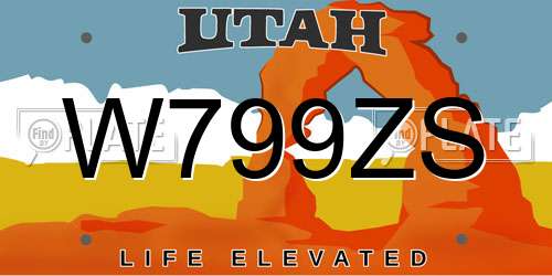 W799ZS Utah License Plate