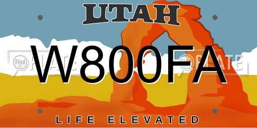 W800FA Utah License Plate