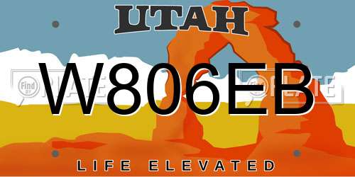 W806EB Utah License Plate