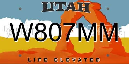 W807MM Utah License Plate